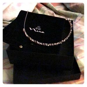 Nina Silver Headband with Laurel Design